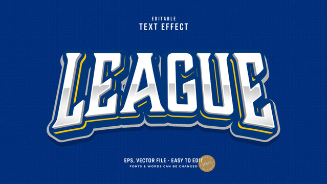 League editable text effect, classic sports text style