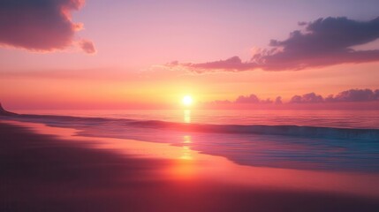 Obraz premium Serene sunset over a tranquil beach, Nature, Peace