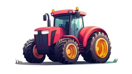 Obraz premium Blue Tractor Cartoon Illustration