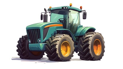 Obraz premium Blue Tractor Cartoon Illustration