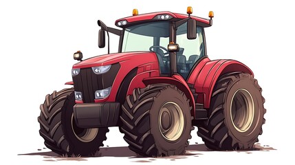 Obraz premium Blue Tractor Cartoon Illustration