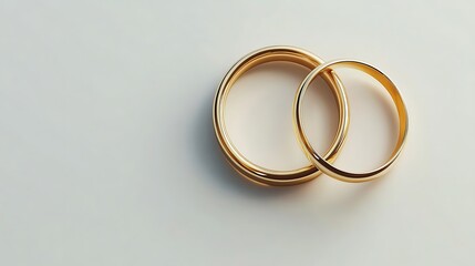 Gold Wedding Bands on White Background