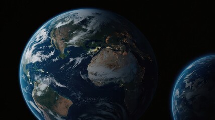 Fototapeta premium Earth, Civilization, Light, Glow, Radiation, Planet, Space, Universe, Continents, Land, Water, Seas, Cities