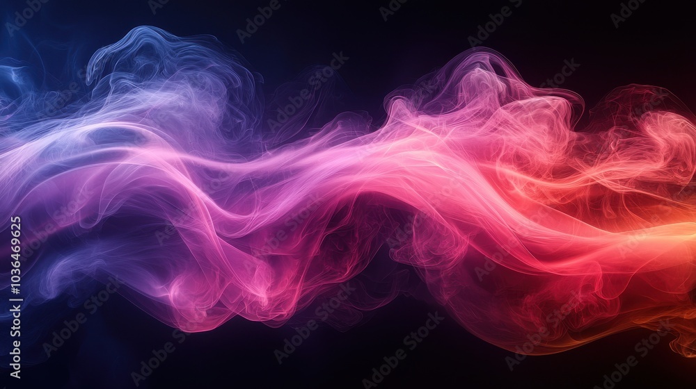 Poster colorful swirling smoke patterns dance gracefully against a dark background, creating a mesmerizing 