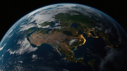 Earth, Civilization, Light, Glow, Radiation, Planet, Space, Universe, Continents, Land, Water, Seas, Cities