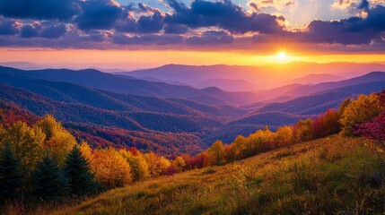 Fototapeta premium sunrise in the mountains landscape.