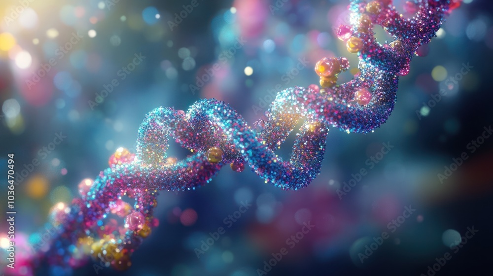 Aufkleber a detailed 3d rendering of a dna double helix with a blue and pink color scheme. the helix is render