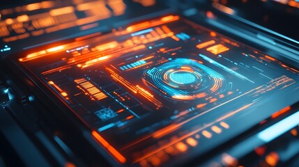 Obraz premium Diagrams projecting from tablet. 