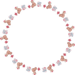Cute christmas wreath on white background. Vector illustration.