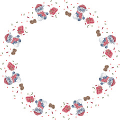 Cute christmas wreath on white background. Vector illustration.