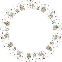 Cute christmas wreath on white background. Vector illustration.