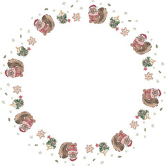 Cute christmas wreath on white background. Vector illustration.