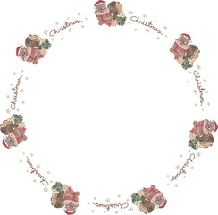 Cute christmas wreath on white background. Vector illustration.