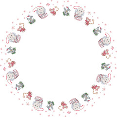 Christmas wreath on white background. Vector illustration.