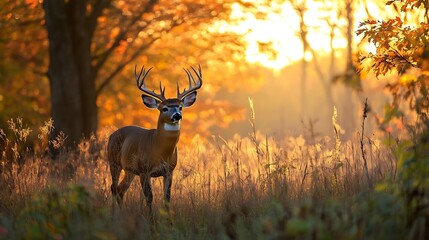 Silhouetted Deer at Sunset