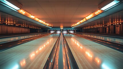 Illuminated Bowling Alley Corridor