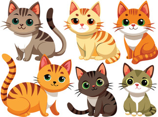 Cute Cartoon Cats Collection Adorable Pet Animals