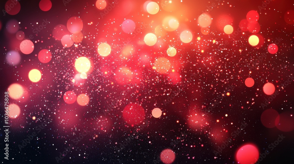 Poster vibrant abstract background with sparkling red and orange bokeh lights creating a festive atmosphere