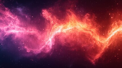 Obraz premium A vibrant cosmic nebula glows in shades of pink and orange against a dark starry background, showcasing the beauty of the universe