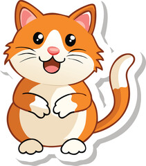 Cute Orange Tabby Cat Sticker Cartoon Illustration