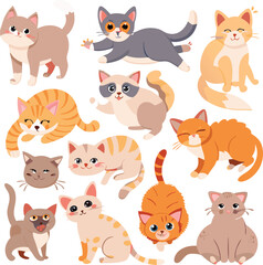 Cute Cartoon Cats Collection  Various Poses