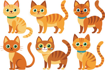 Fototapeta premium Nine Adorable Cartoon Cats with Different Colors