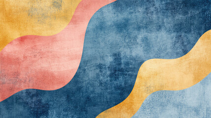 Soft pastel abstract waves with blue and pink textures in geometric design