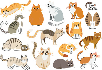 Cute Cartoon Cat Illustrations Collection