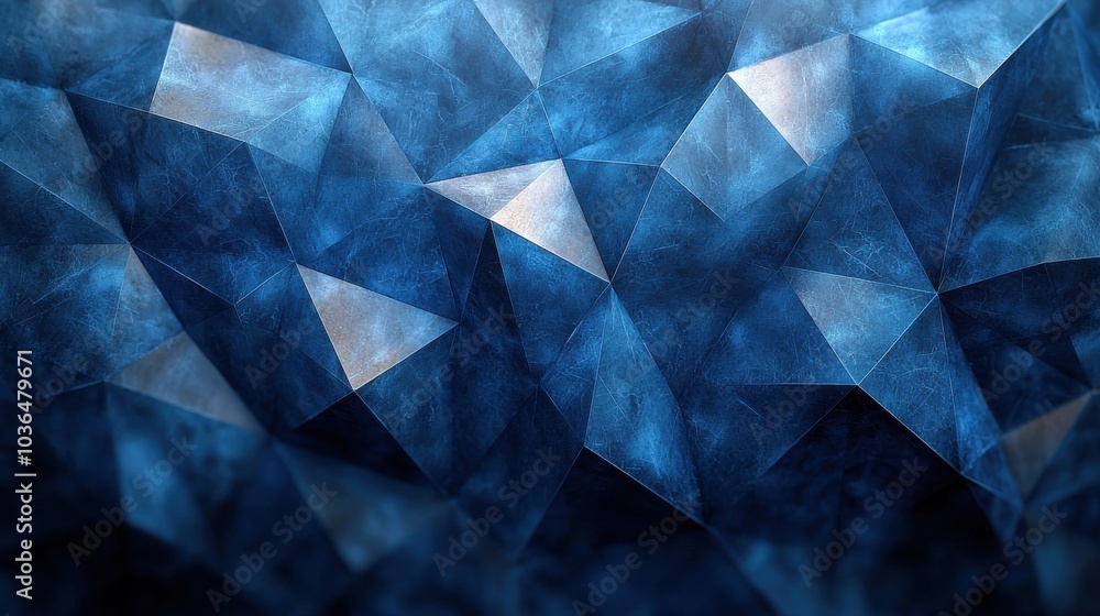 Aufkleber intricate blue geometric pattern created with triangular shapes in a modern design, showcasing depth