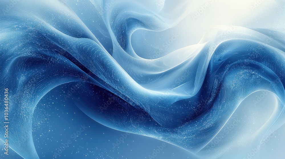 Poster abstract blue fabric wave texture with smooth curves and a serene atmosphere perfect for backgrounds