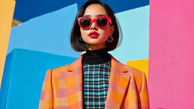 woman  retro vibrant fashionista model portrait 
