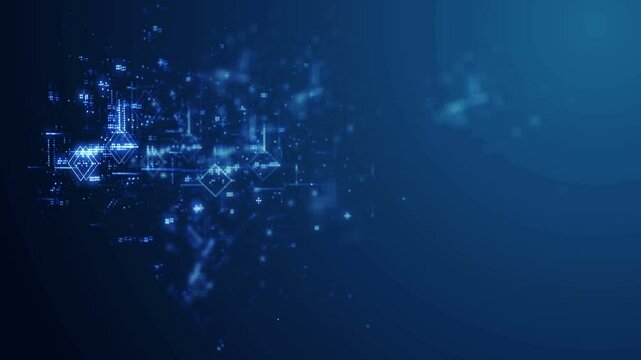 Abstract technology big data background concept. Motion of digital data flow. Transferring of big data. Transfer and storage of data sets , block chain, server, hi-speed internet