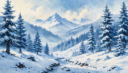 Fototapeta premium Paysage Hivernal Enchanté