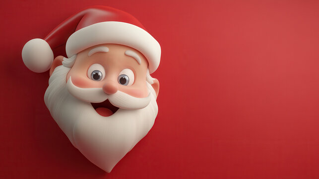 Happy Santa Claus with cheerful expression against red background