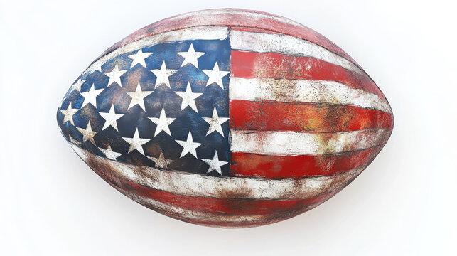 American flag design on rugby ball, showcasing patriotism and sports