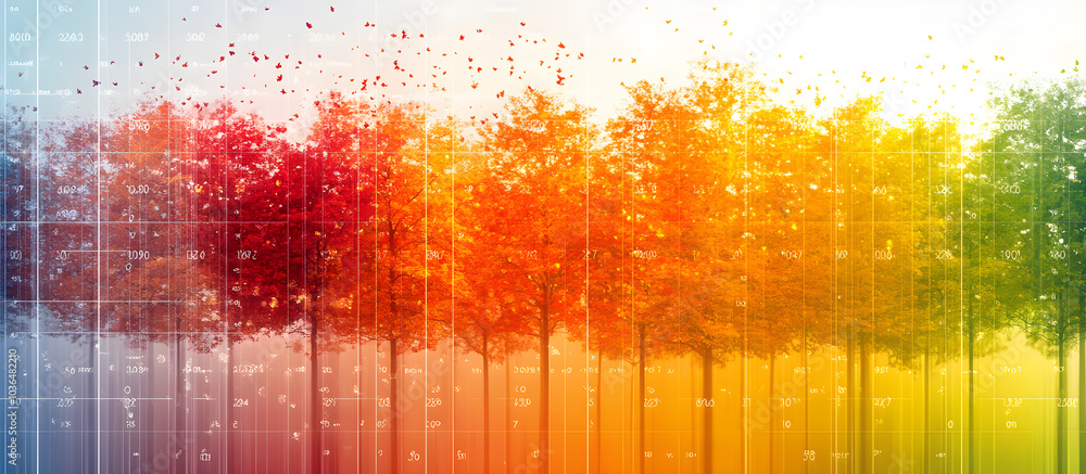 Poster a colorful forest with trees of different colors