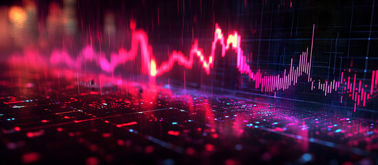 A red and blue graph with a purple line