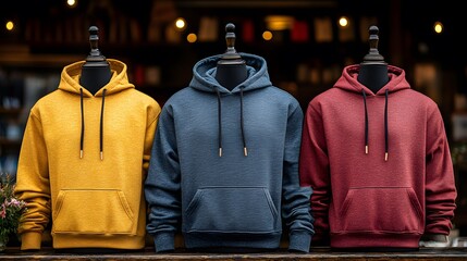 Display of hoodie mockup on a mannequin with a stylish modern look