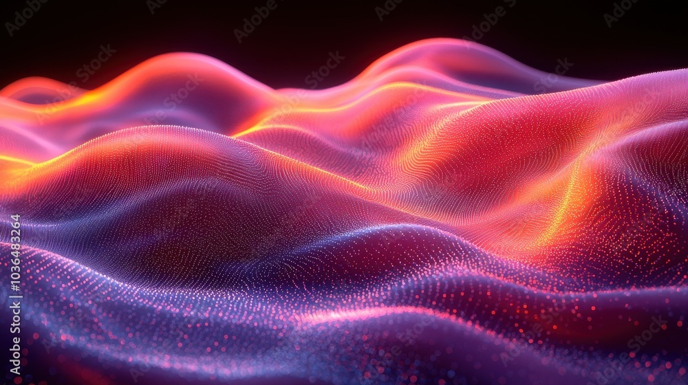Aufkleber abstract wave patterns with glowing colors create a mesmerizing effect in a dark space
