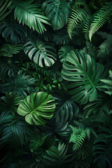abstract green leaf texture, tropical leaf foliage nature dark green background
