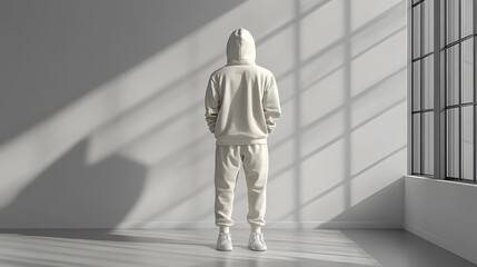 Fototapeta premium Hoodie and sweatpants mockup laid flat on a neutral background with soft shadows