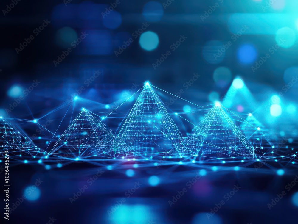 Leinwandbilder triangular polygons forming and dispersing in waves