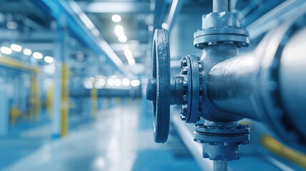 Fototapeta premium Close-Up of Valve in Fuel Processing Refinery, 3D illustration