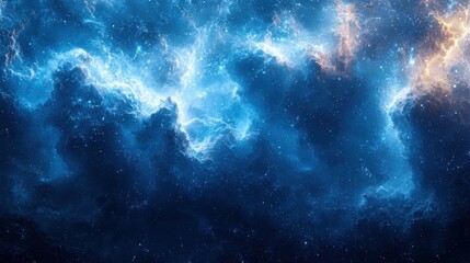 Fototapeta premium A breathtaking view of a cosmic cloud formation illuminated by distant stars in a vast night sky, creating a mesmerizing celestial atmosphere