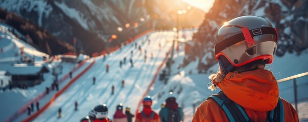 People watching ski jumping mixed team, sports, height