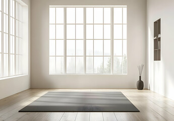 Fototapeta premium Spacious Minimalist Yoga Studio with Large Windows