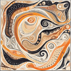 Geometric and Organic Doodle Tile and Carpet Designs with White Borders | Hand-drawn, Abstract, Floral, and Symmetrical Patterns in Soft Pastel and Earth Tones
