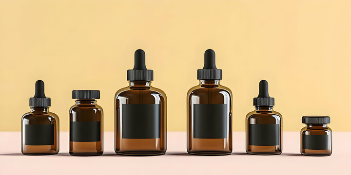 Various Amber Glass Bottles for Skin Care Products