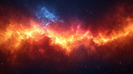 Colorful cosmic nebula emitting vibrant hues in a star-filled galaxy at night
