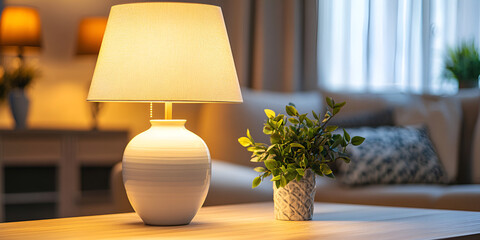 Elegant Modern Lamp in a Cozy Living Room Setting
